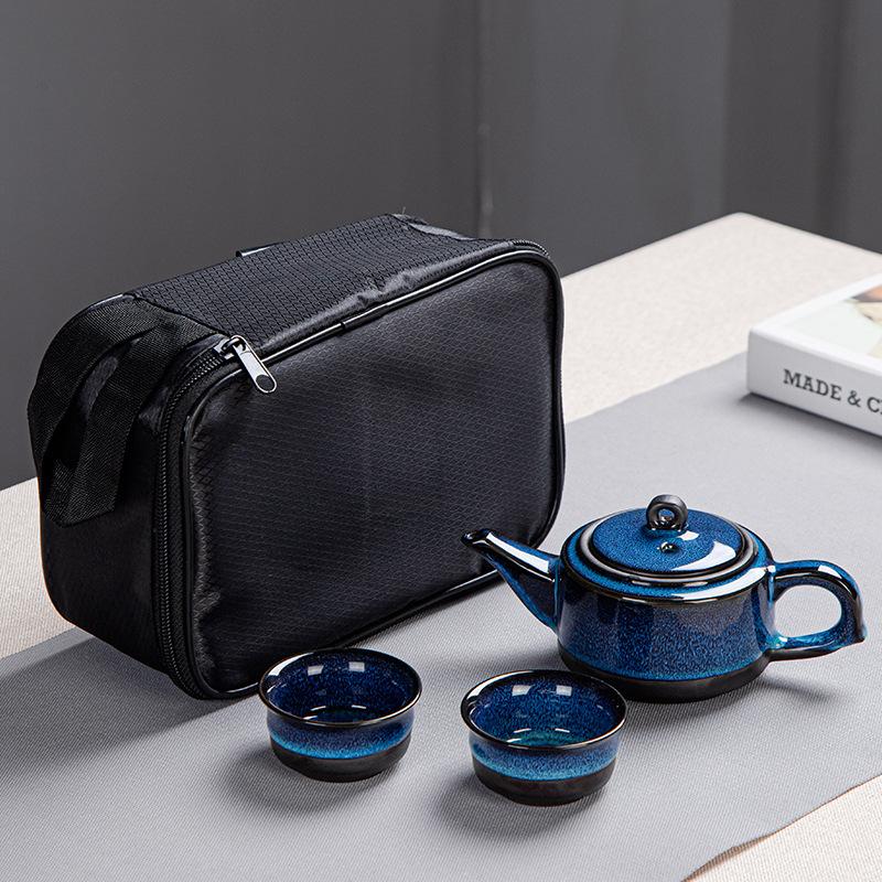 

Ceramic Kung Fu Travel Tea Set Portable Set Tianmu Glaze Kiln Change Activity Gifts
