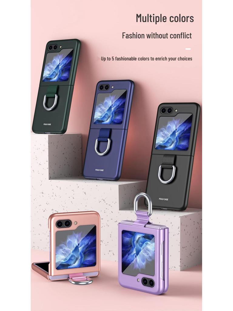 Samsung Z Flip7 Silk Ribbon Lanyard Case: Full Coverage, Skin-feel Protective Case with Ring Holder for Flip6/5.