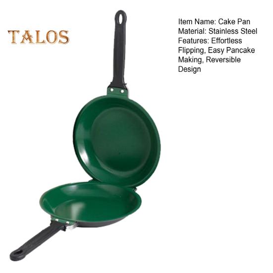 Double-Sided Pancake Pan with Lid Nonstick Reversible Cake Pan for Perfect Pancakes Stainless Steel Flip Master Pan for Fluffy Omelettes Breakfast