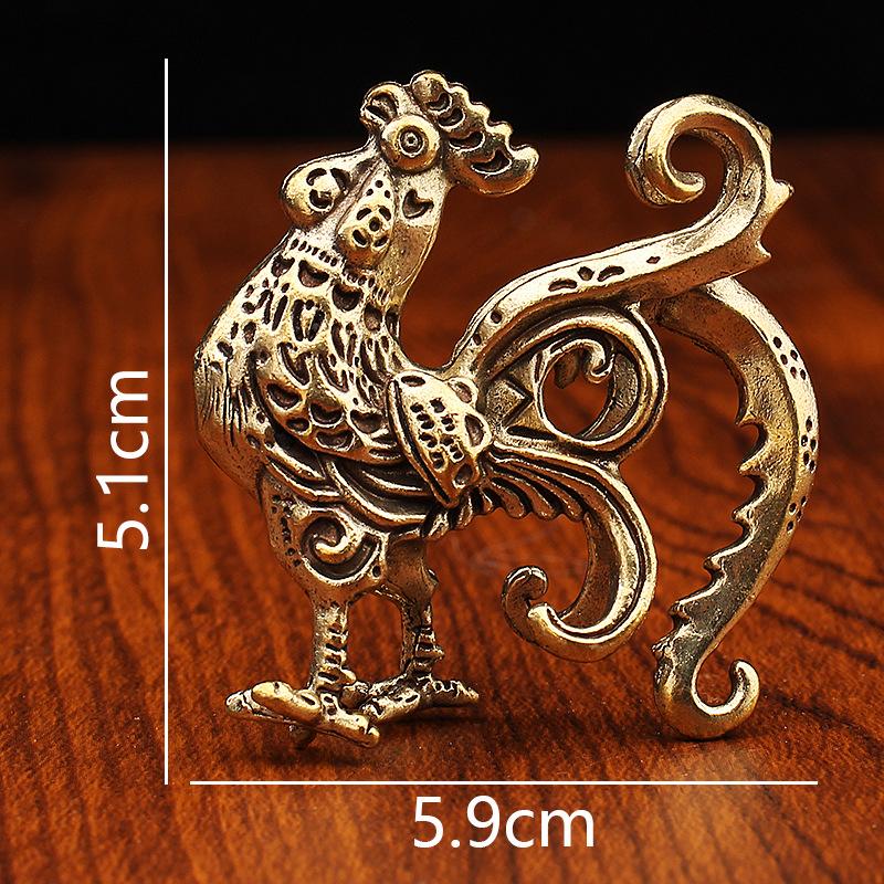 

Латунные двенадцать зодиакальных украшений креативный зодиакальный петух стоящий петух металлические изделия ручной работы чистая медь маленькие бронзовые украшения
