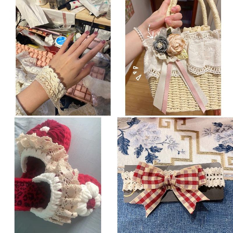 Off-White Elastic Cotton Lace Handmade Fabric Trim for Socks, Skirts, and Curtains - Zuleidezhu.