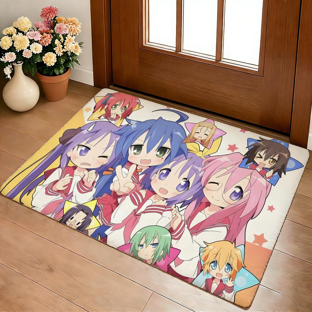 Kawaii Anime Lucky Star Izumi Konata Floor Mat Cozy Flannel Soft Thick Non-Slip Mat For Living Room Bedroom Kitchen Decor Rugs