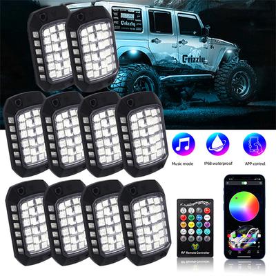 10 Stück RGB Neon LED Rock Light 3D Linse Autolicht Universal für Jeep LKW SUV
