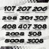 3D For Peugeot 107 207 206 208 301 307 408 407 308 2008 5008 3008 508 Glossy Black Car Sticker Emblem Metal Rear Badge Decal MM35