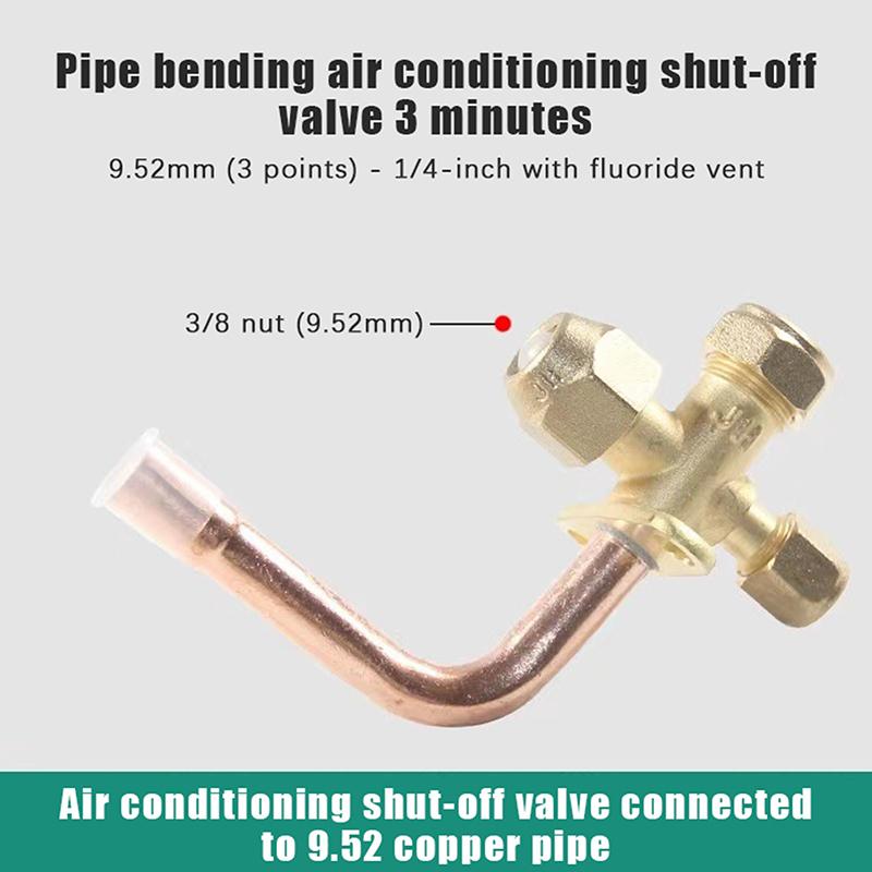 Rett Albue 90 Grader Kobling 1/4" 3/8" 1/2" Yd Kobberrør 3 Veier Vinkel Stoppventil Kobling Klimaanlegg