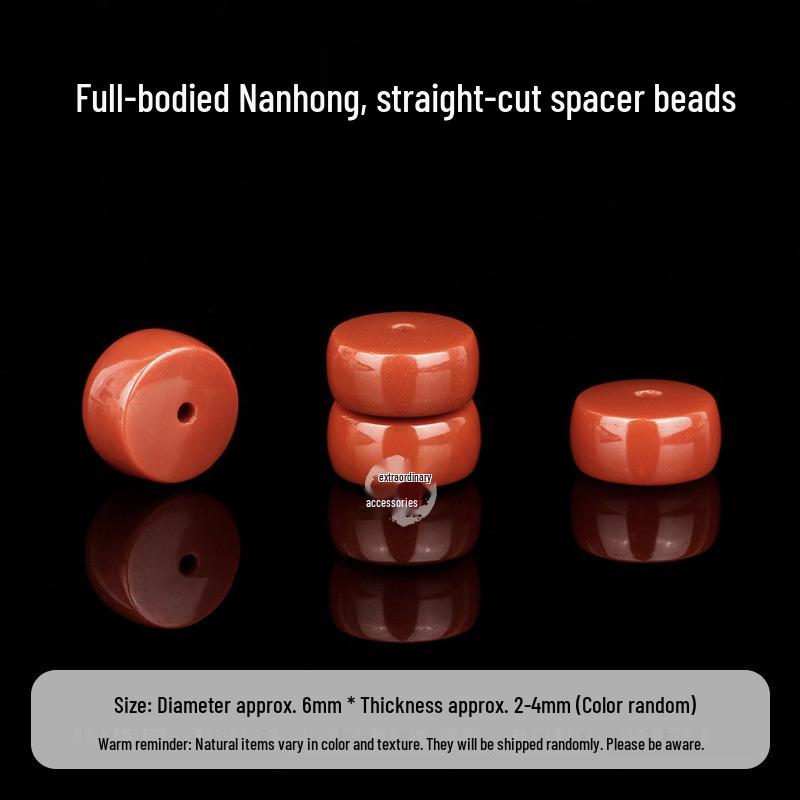Natural NanHong Agate Bracelet with Gold Diamond Star and Moon Accents - DIY Cultural Bead Accessories