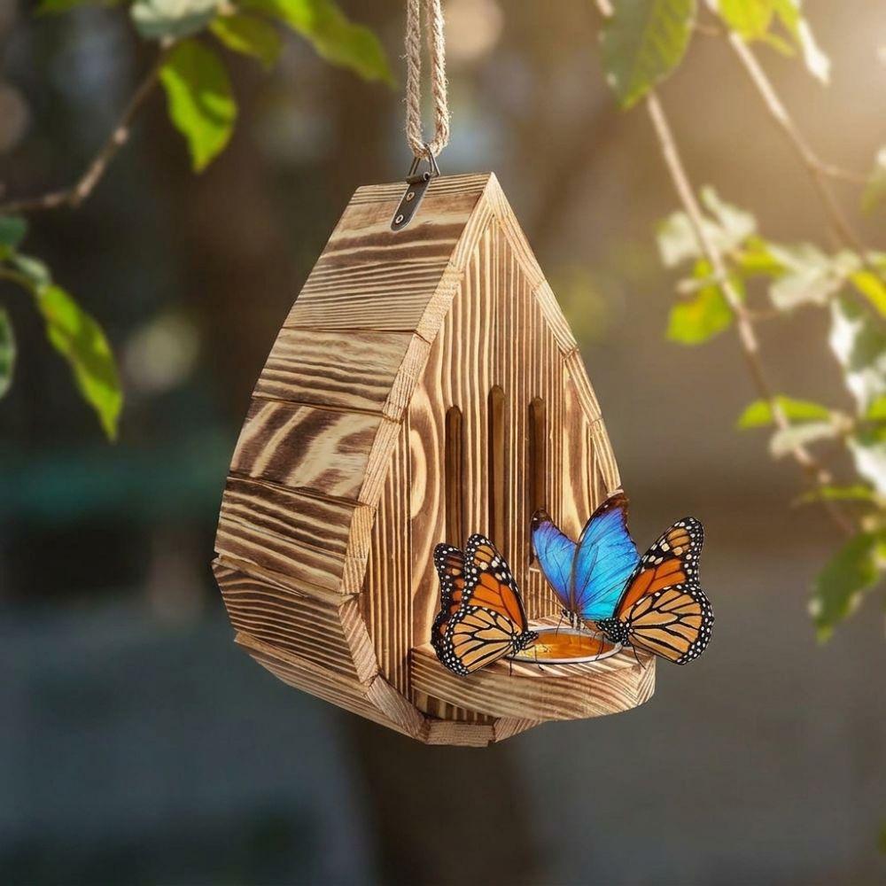 Teardrop Shaped Hanging Butterfly Feeder Rustic Insect Feeder House  Outdoor Garden Use
