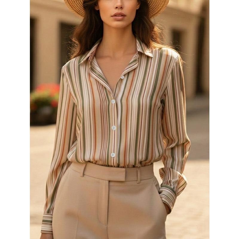GMXIA Women's POLO Neck Long Sleeve Spring Autumn Fashion Casual Blouses & Shirts