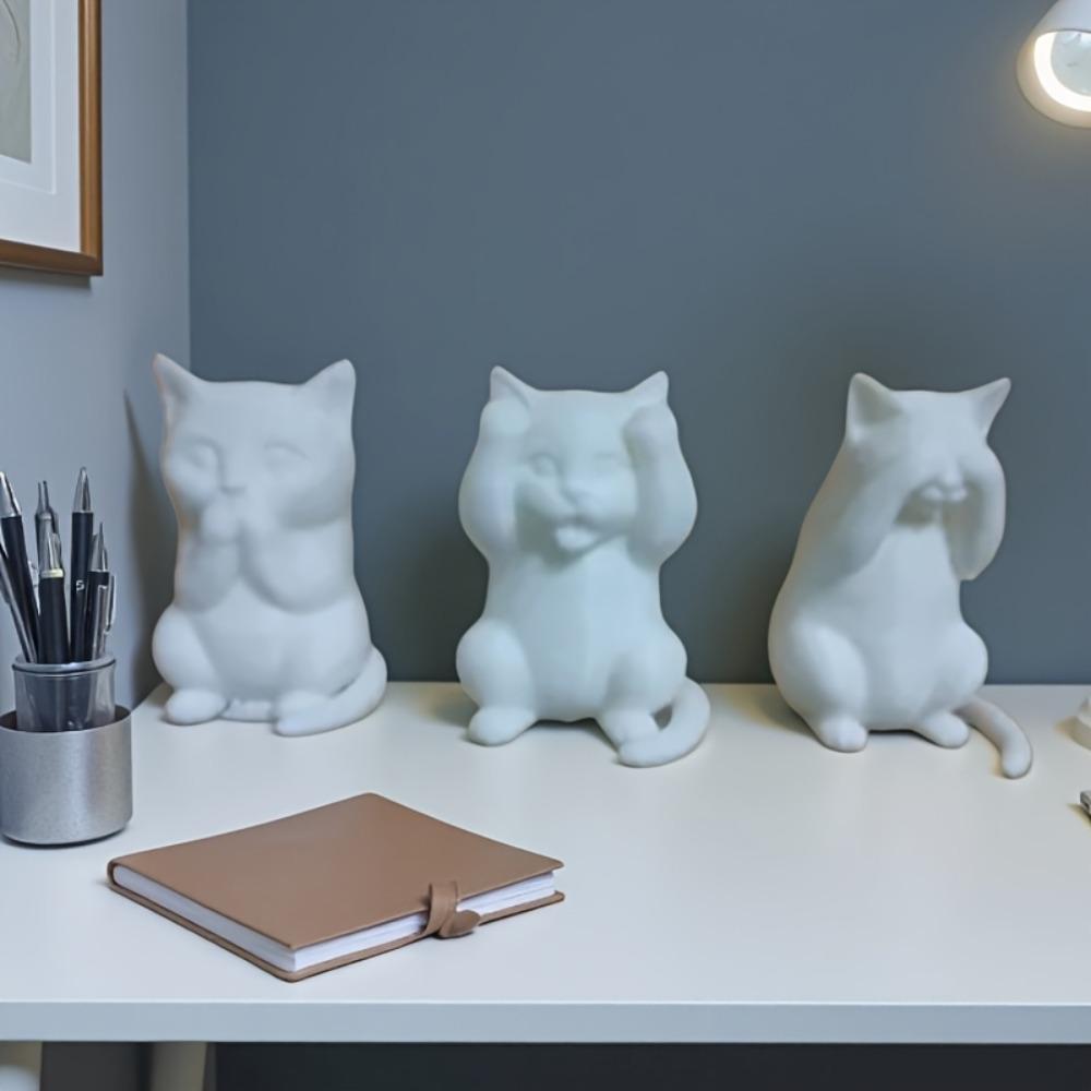 Super Cute Creative Simulation Three No Cats, No Evil Visible, If Not Obedient, Don't Speak ", Very Suitable for Home Decoration
