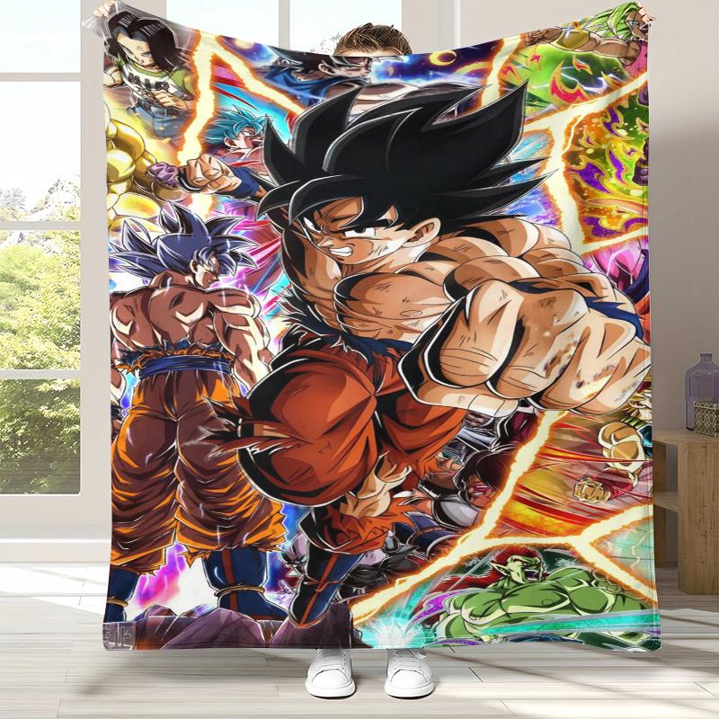 Anime D-Dragon Ball Game Cartoon Flannel Blanket,Ultra Soft Warm Plush Throw for Home Bedroom Bed Sofa Cover Office Camping