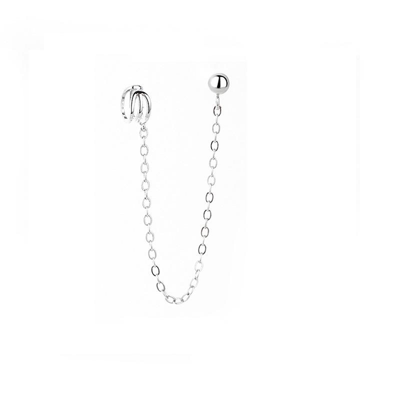 Minimalist style integrated chain stud earrings, simple dark men's and women's ear jewelry, geometric line earrings