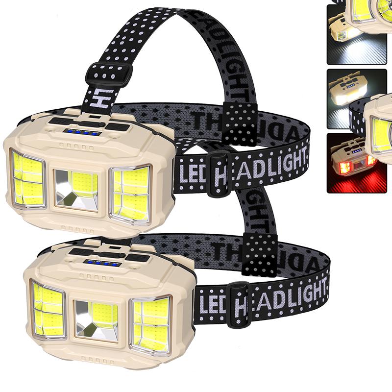 Rechargeable COB Sensor Headlamp 5 Modes LED Head Lights Camping Fishing UV Light Lamp Torch Flashlight Waterproof Headlight