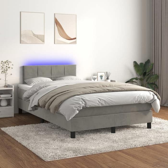 VidaXL Sommier à Lattes de Lit avec Matelas et LED, Lit Rembourré, Lit Double, Lit Adulte de Chambre à Coucher Intérieur, 3134393