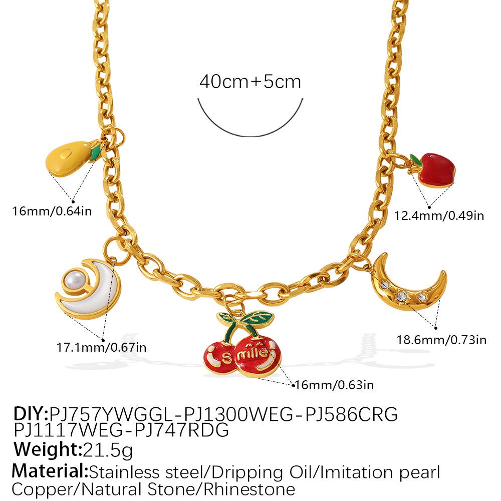Colorful Fruit Pendant Clavicle Chain - Cherry & Strawberry Layering Necklace for Women