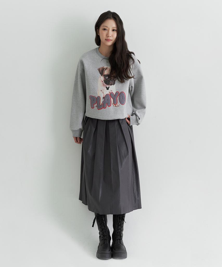 Peulleio Double Pleated Skirt _ Grey