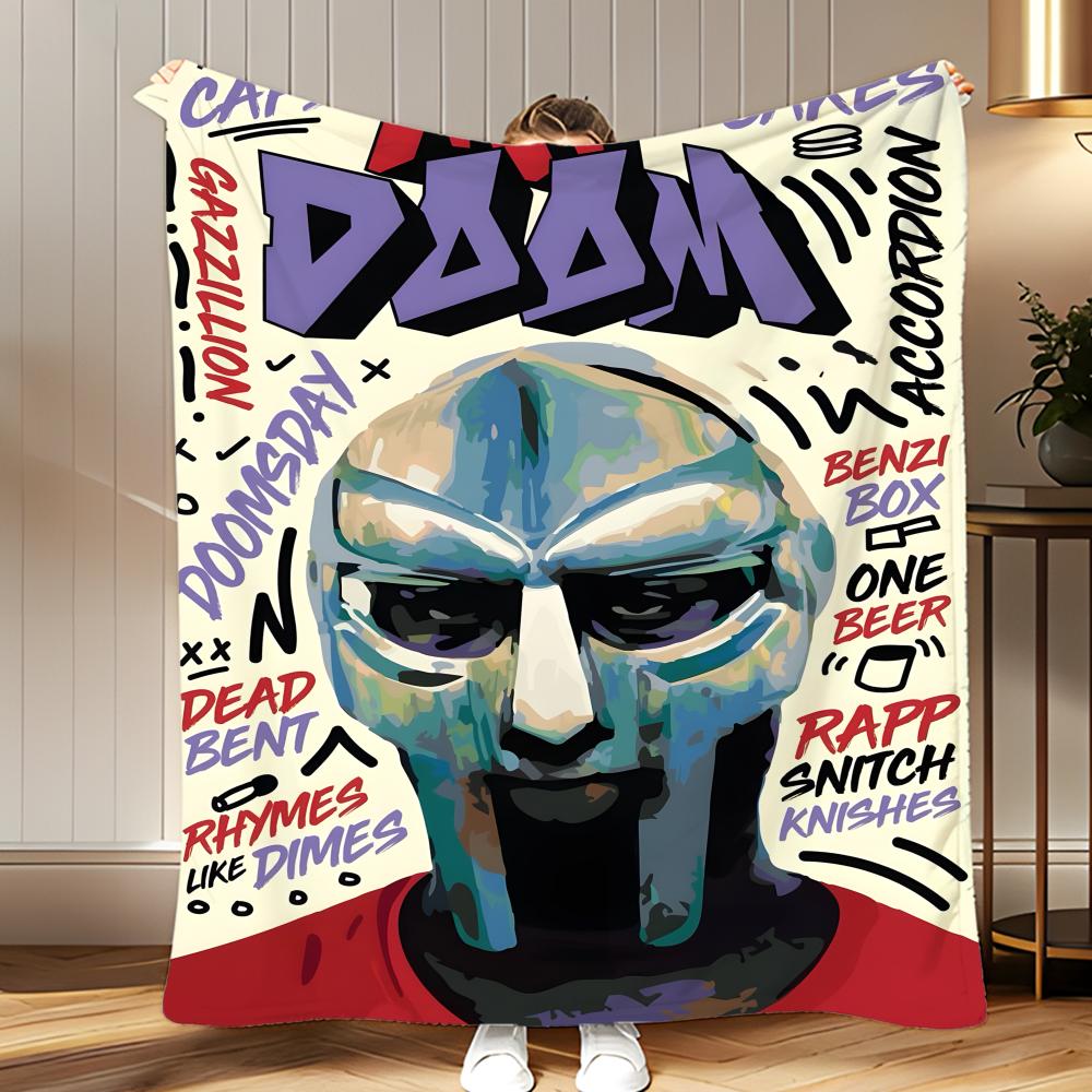 Hiphop Artist MF DOOM Throw Soft Coral Fleece Blanket 310gsm Fluffy Warm Throw for Sofa Bed Couch Bedroom Decor