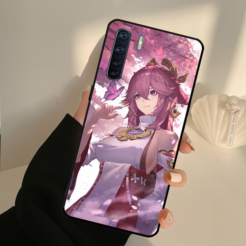 Genshin Impact Yae Miko Case For OPPO Find X5 X3 Pro A5 A9 A31 A53 A53S A3S A5S A15 A52 A72 A83 A91 A54 A74 A94