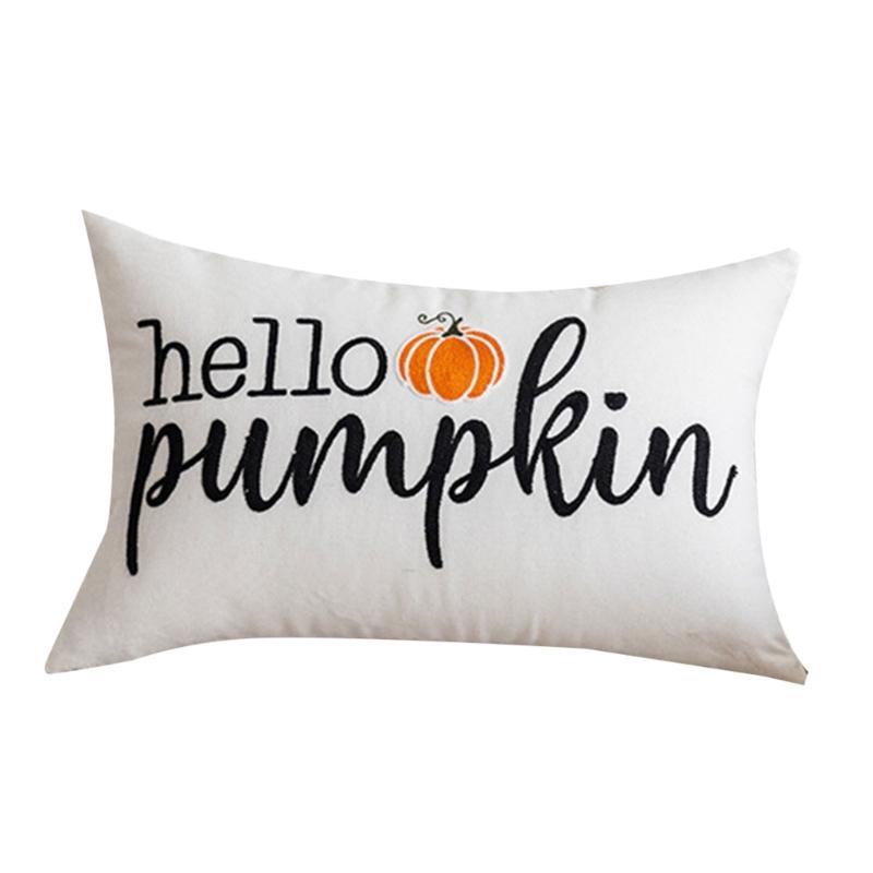 Cushion Cover Colorful Pumpkin Embroidery Cushion Case Throw Pillow Cover for Sofa and Bedroom Comfort, Poly Cotton