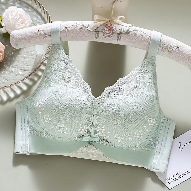 Xia's New Hole Cup, Lace Thin Cup, Junior Without Steel Ring, Bra Gathered, Breathable and Anti-sagging