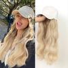 Hat Wig All-in-one Long Wavy Curly Hair Beige Baseball Cap Synthetic Full Daily Wear
