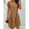 Vestidos casuales de cintura suelta con cuello redondo y manga corta para verano y primavera para mujer