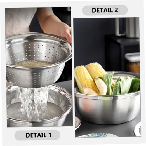 BIUDECO 1-Piece Stainless Steel Grater with Draining and Vegetable Basket, Multifunctional Kitchen Cleaning Bowl, Grater, Clever Slicer, and Colander,