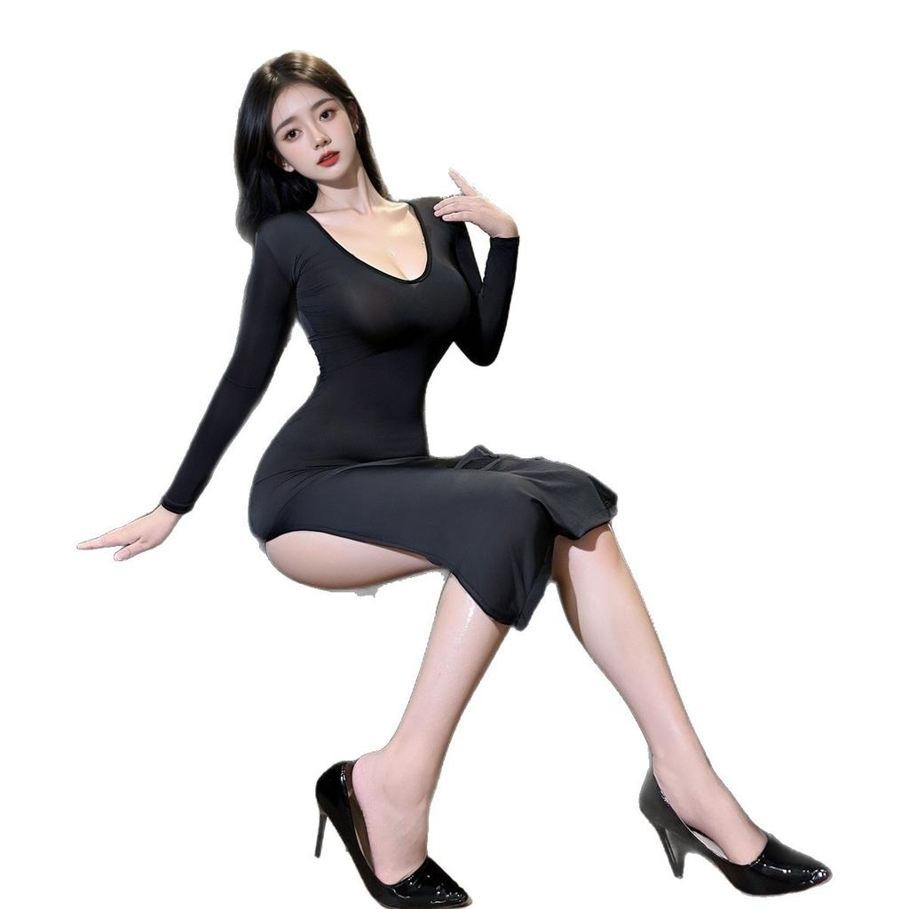 Sex Underwear Sexy Split Perspective Cheongsam Celebrity Nightclub Uniform Free Stepmother Dress Dress
