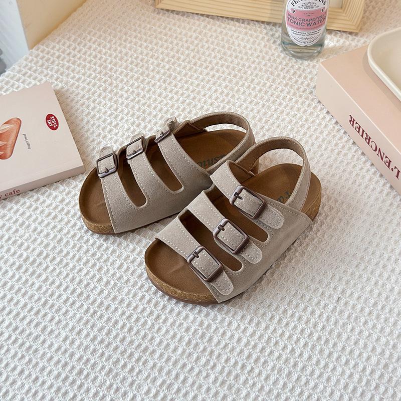 Children's Summer New Sandals: Girls' Cork Sole Beach Shoes, Boys' Non-Slip Roman Baby Birkenstock Shoes
