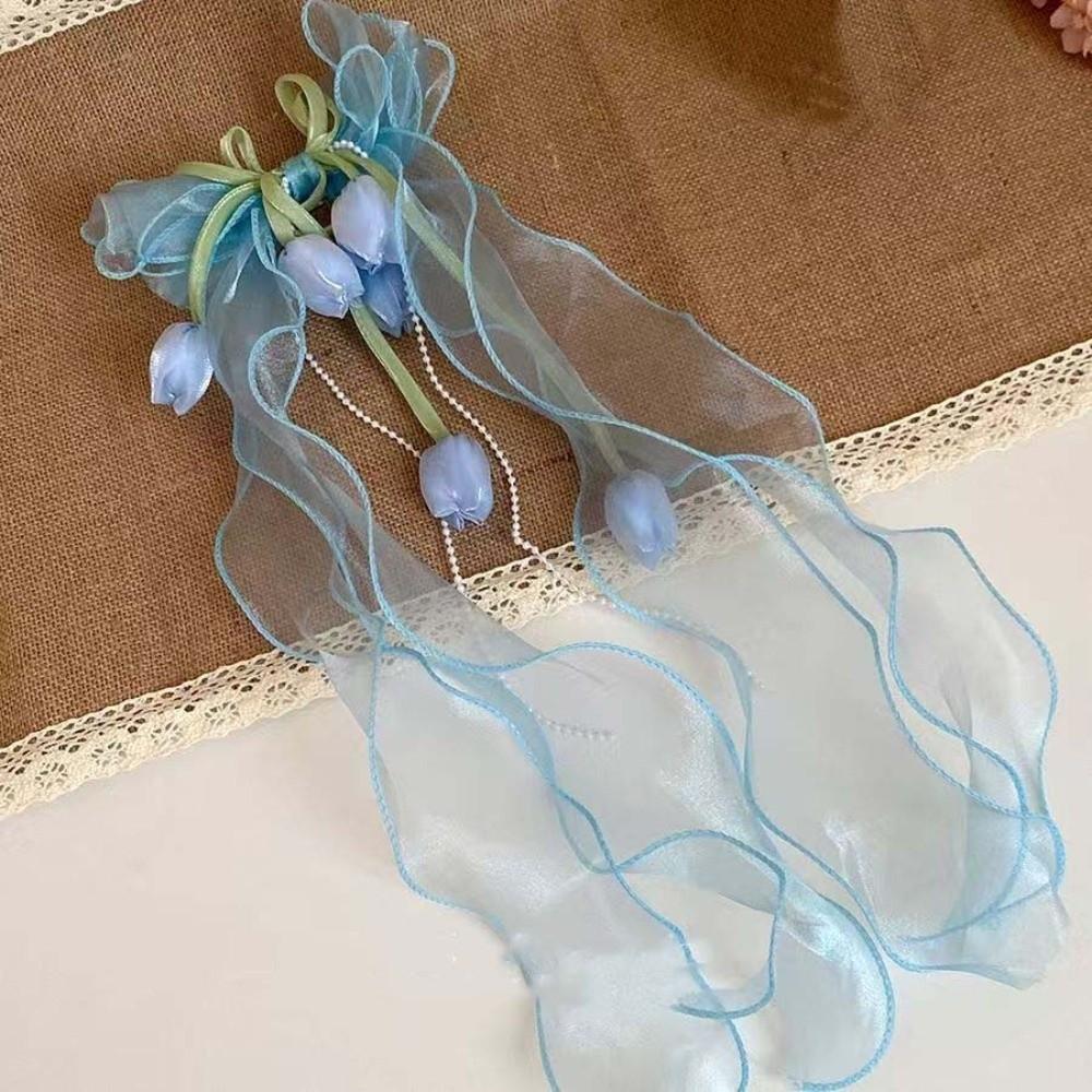 Pendant Tassel Muguet Flower Hairpin Mesh Ribbon Organza Bowknot Barrette  Bridesmaids