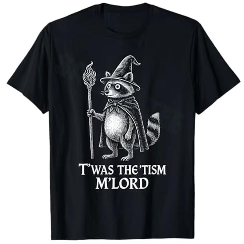

Funny Autism Twas The Tism M Lord Raccoon Meme T-Shirt Cute Witch Magic Halloween Costume Novelty Gift Men s Breathable Tops ... 5XL різнокольоровий