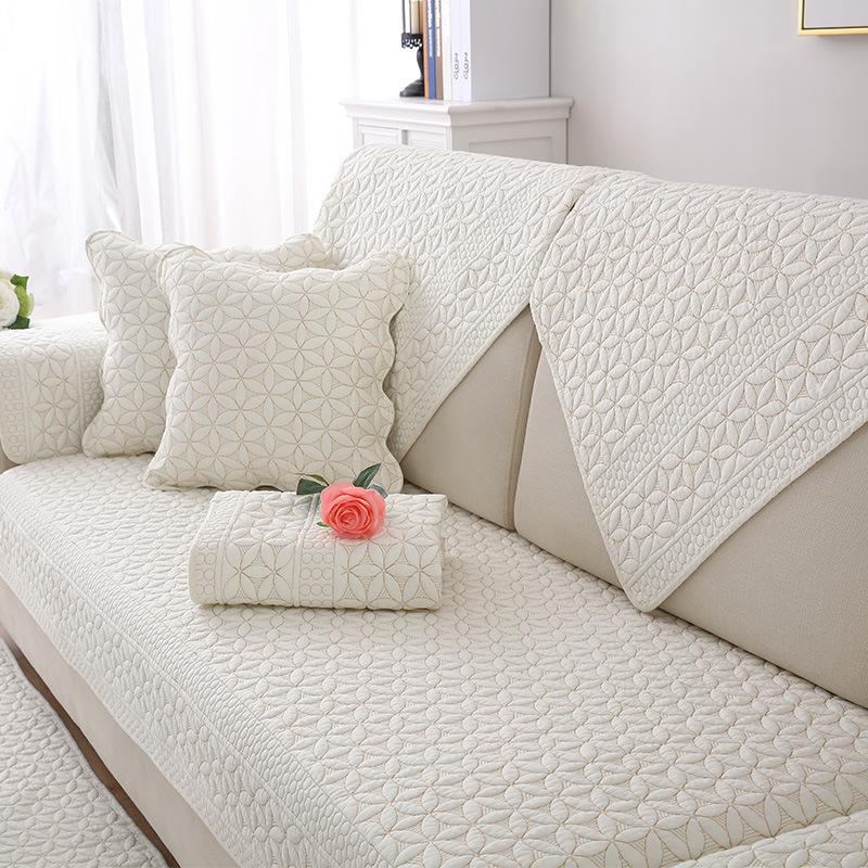 Cotton Sofa Cushion, Universal Fabric For All Seasons, Non-Slip Solid Wood Seat Cushion, Simple Modern Leather Sofa Cover, Backrest Towel