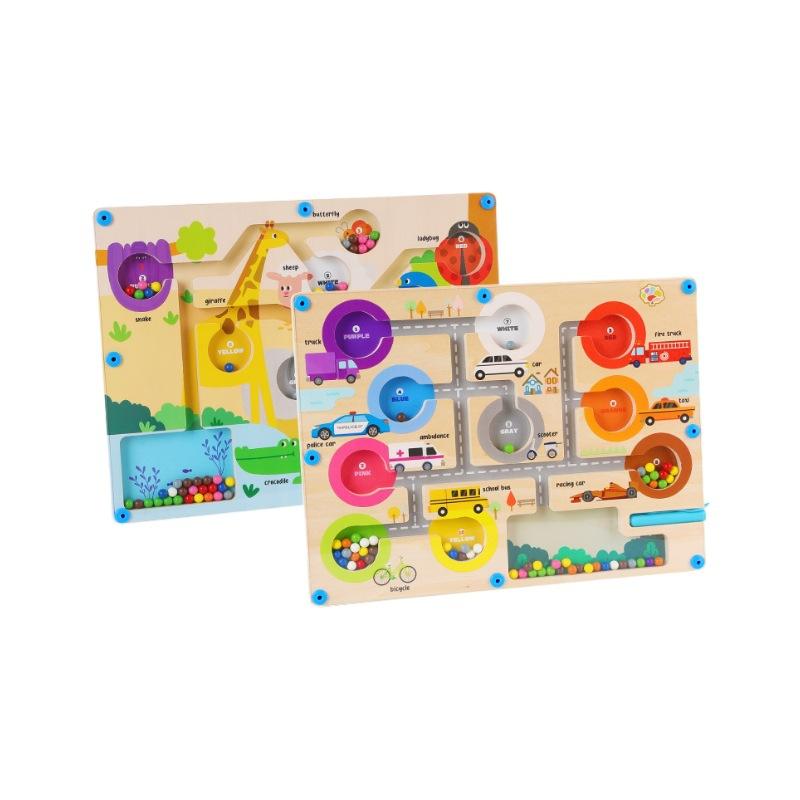 Wooden Children'S Magnetic Pen, Cognitive Early Education Maze, Digital Color Classification, Counting Board, Walking Beads, Educational Toys