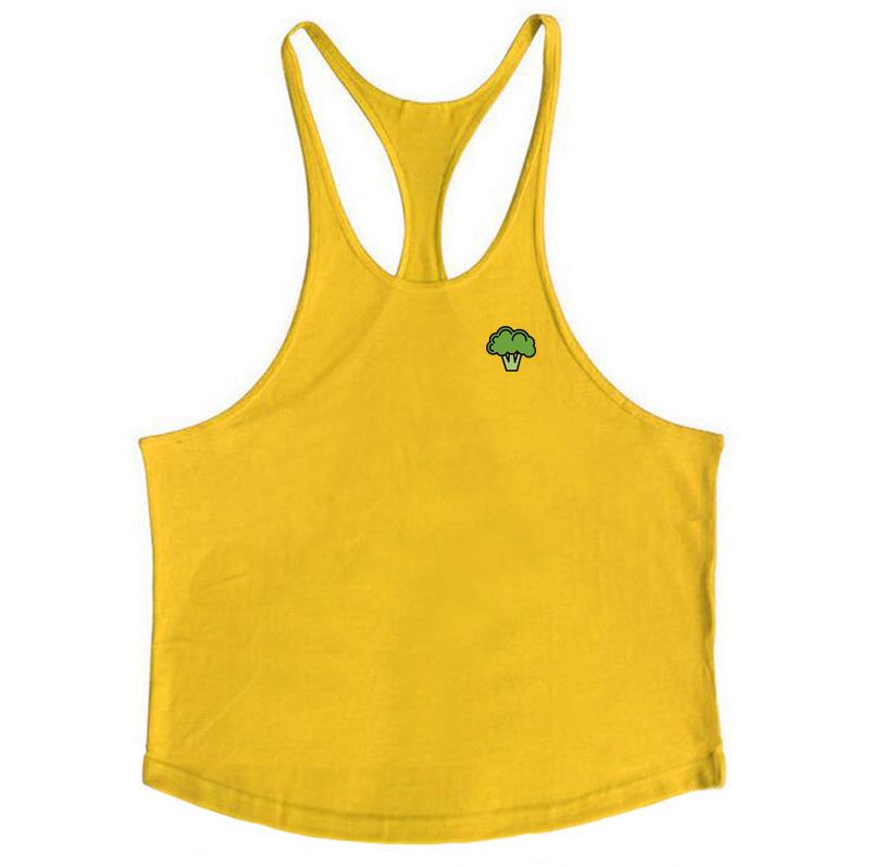 

Мужской жилет для фитнеса — принт «брокколи», ремешок-спагетти, идеально подходит для бега и занятий спортом летом Medium жёлтый