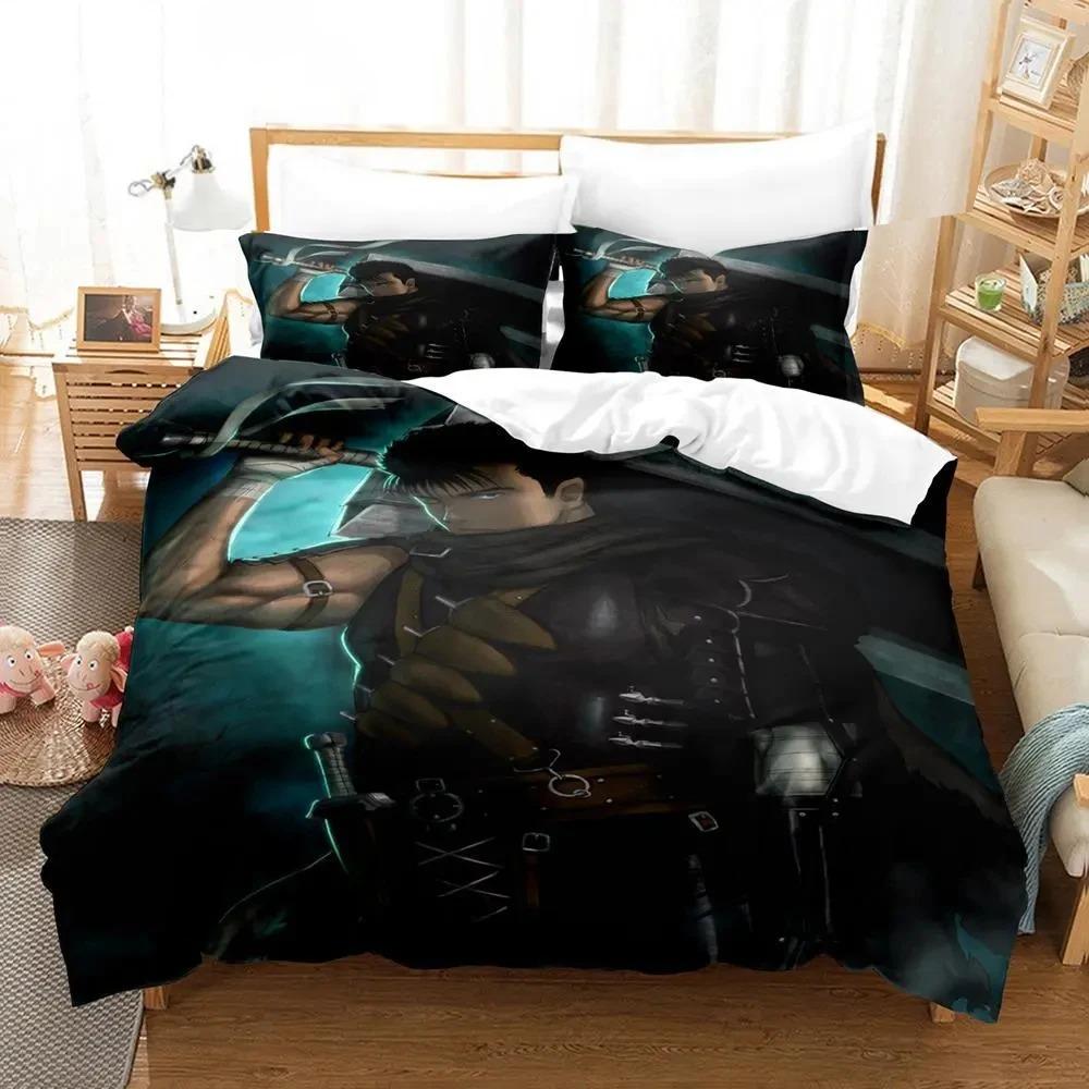3D-tryck Anime BERSERK Sängkläder Set Dubbel Twin King Påslakan Täcke Örngott Pojkar Flickor Vuxna Sovrum