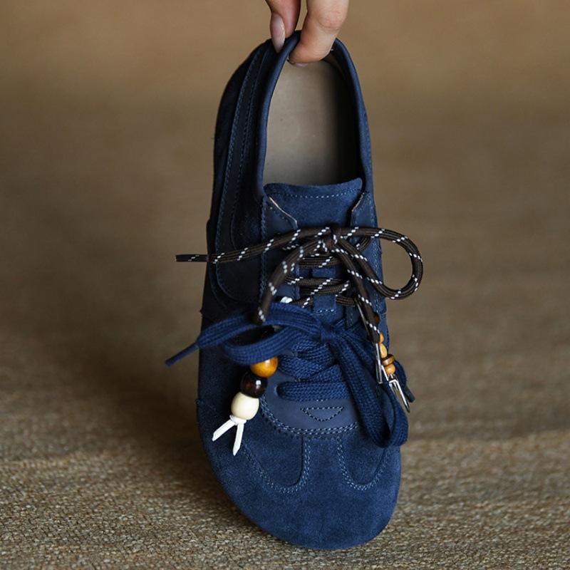 

Frosted soft leather blue German training shoes women s fashion casual shoes 2025 new early autumn retro Forrest Gump women s shoes single shoes 40 синий