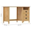 Hill Desk with 3 Drawers 120*50*74 cm Pine Wood