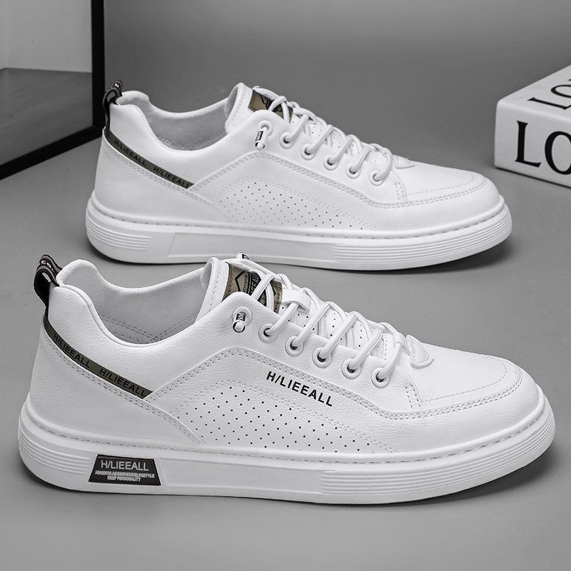 Herrenschuhe Frühling Ein-Pedal Sport- und Freizeitschuhe Business Herren kleine weiße Lederschuhe schwarz wasserdicht Arbeit Tide-Schuhe