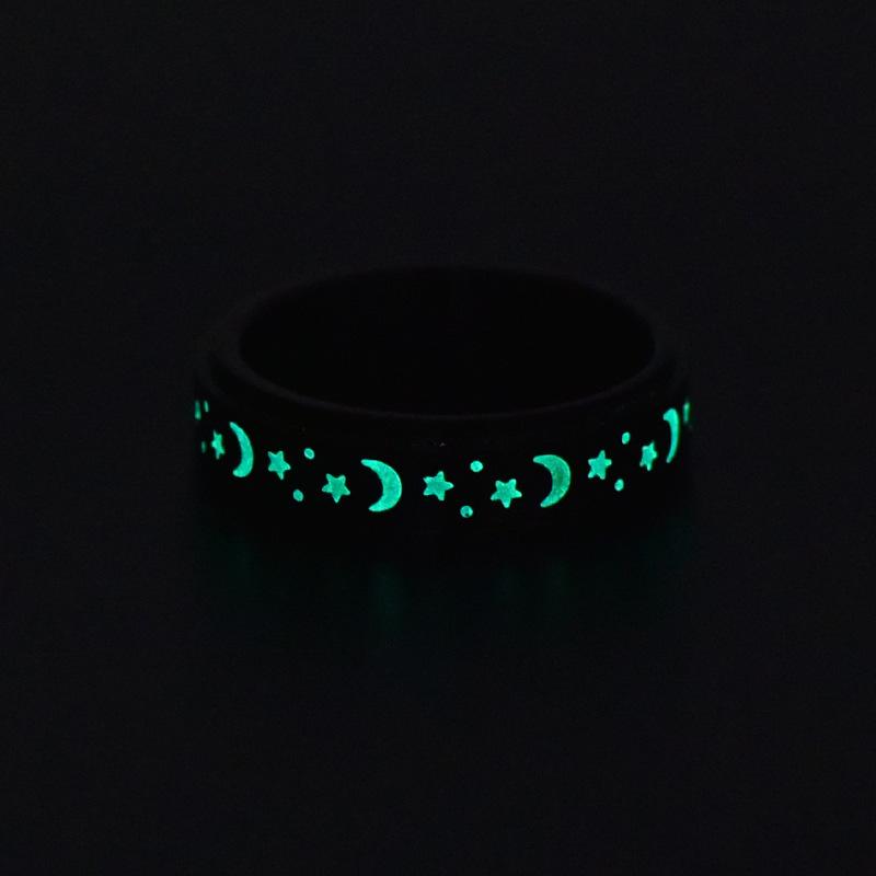 SCIONE New Star Moon Luminous Rotatable Ring Stainless Steel Women's Fragrance Ring Jewelry