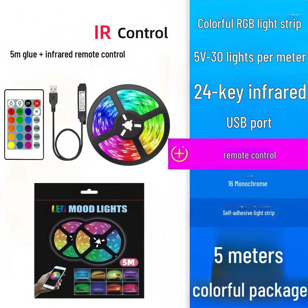 5V RGB LED Light Strip Set: Color-Changing USB Bluetooth Smart Background for Desk and Wall Decoration.