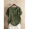 Fashion Flower Embroidery Linen Shirt Casual Summer Women O Neck Short Sleeve White Pullover Elegant Street Blous