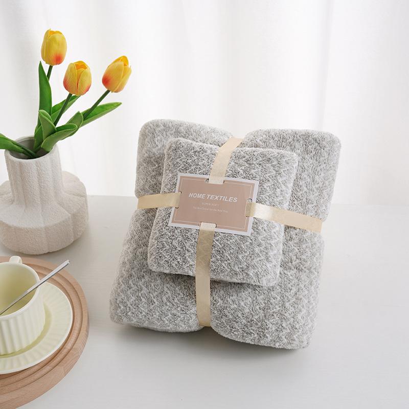 Coral Velvet Towel Bath Towel Set Thickened Absorbent Towel Cover Product Face Wash Towel