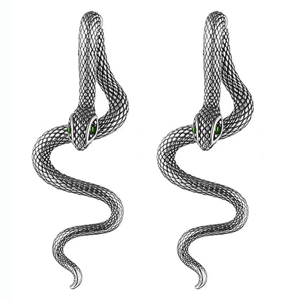 2024 New Gothic Snake Shape Earrings Detachable Texture Darkness Snake Long Earrings for Men Women Halloween Hiphop Jewelry Gift