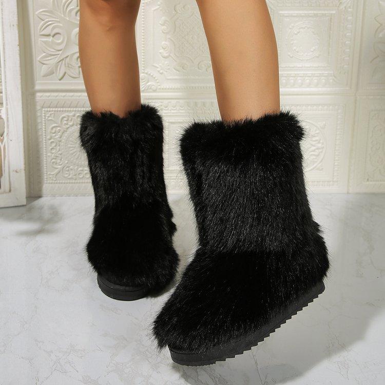2025 Autumn New Ladies Boots Long Plush Midsole Anti Slip Shoe Fashion Hairy Snow Boot Casual Comfortable Women's Shoes Botas