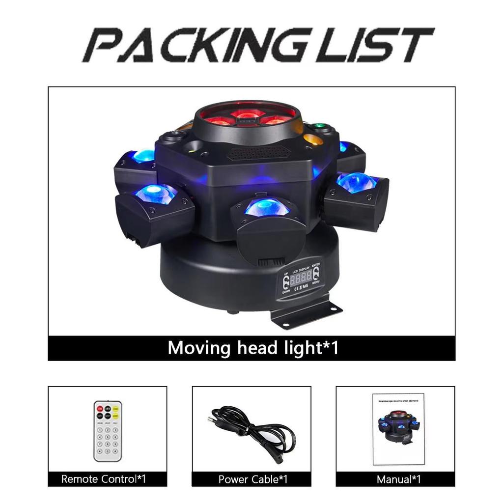 LED 10X10W 6 Head 4in 1  Moving Head Beam Light RG Laser Strobe Light DMX Stage Light RGB Beam Light Rotating Disco Party Bar Atmosphere
