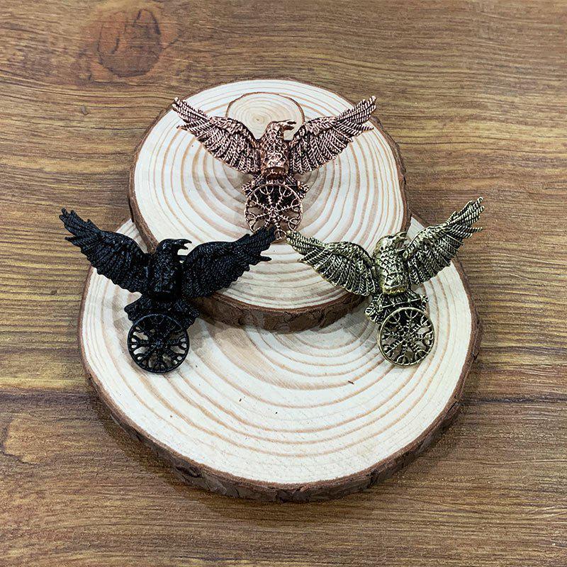 Viking Retro Black Raven Brooch with Runes – Nordic Punk Jewelry Accessory