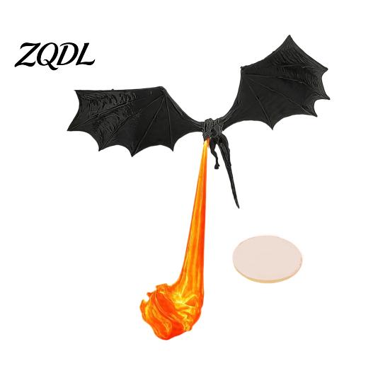 Dragon Sculpture Bookshelf Nook Light, 3D Printed Fire-Breathing Fantasy Flying Dragon, Shelf Accent Lamp Edge Decoration with LED Flame Gothic