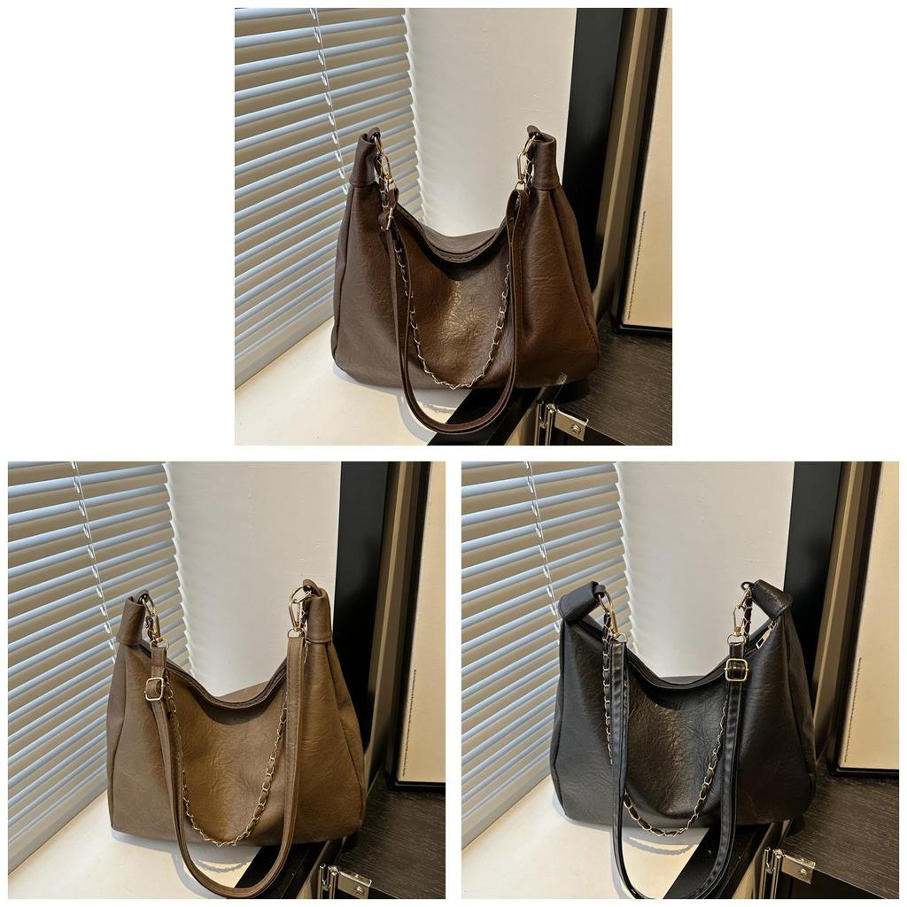 Minimalist Pu Tote Bag For Women With Large Capacity And Chain Accents For Daily Use