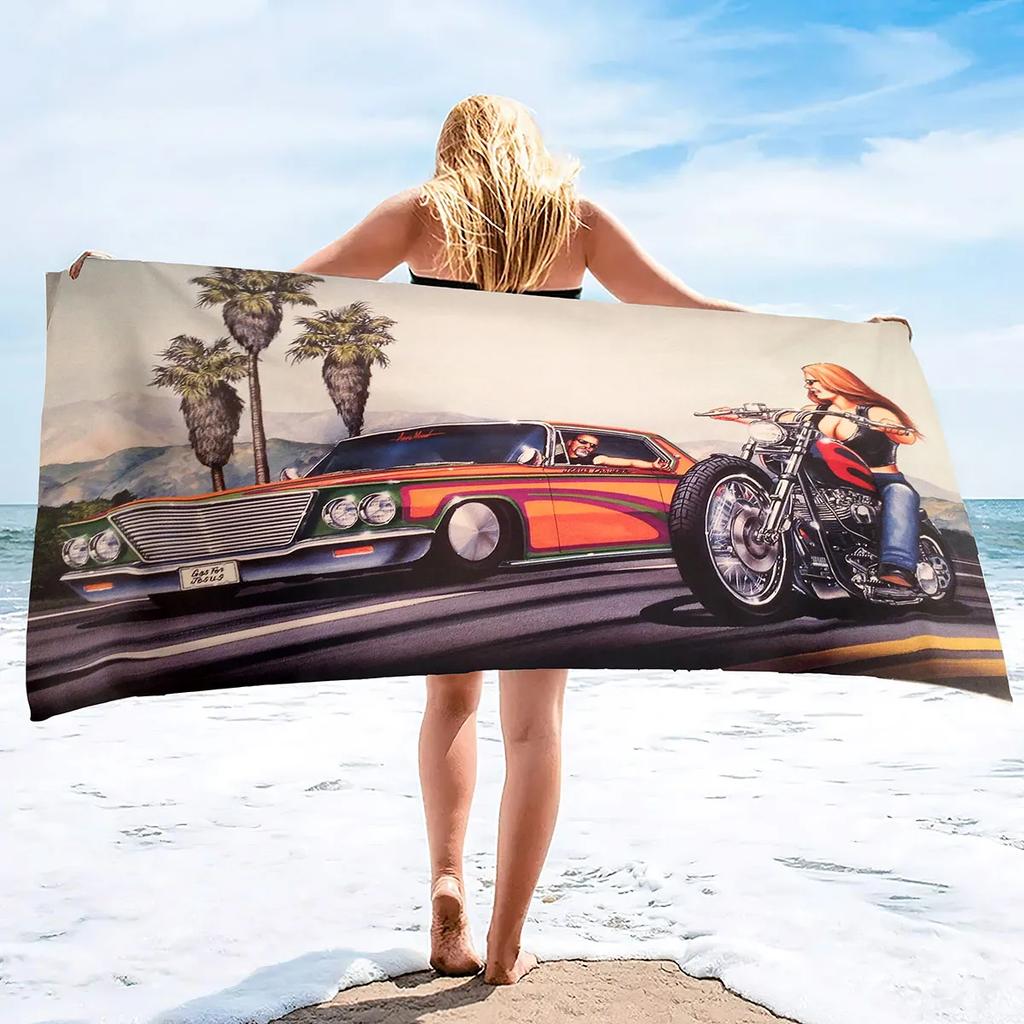 Quick Dry Beach Towels Motorcycle Vehicle Sand Free Ultra Cozy and Bath Towels Water Absorbent Oversize Beach Towel for Boys Men