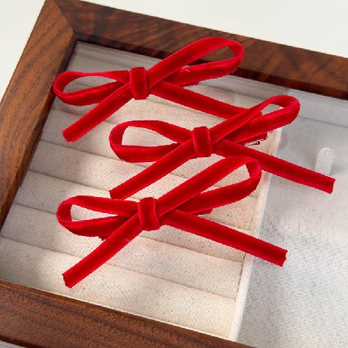 3 Stück/Set Roter Samt Schleife Haarspange für Damen Prinzessinnen Haarspangen Süßer Anti-Rutsch Krokodilklemme für den täglichen Gebrauch Elegantes Geschenk