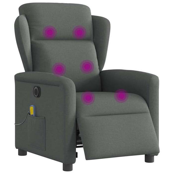 VidaXL Fauteuil inclinable de massage électrique gris foncé tissu 3303125